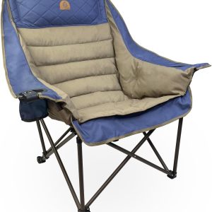 Black Sierra Deluxe Padded Camping Chair for Sports & Outdoors, Oversize XL Outdoor Folding Chair Supports 400 lbs, Heavy Duty Seat w/Dual Cup Holders/Carry Bag Perfect for RV, Tailgating, Glamping