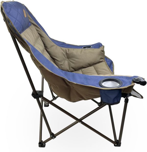 Black Sierra Deluxe Padded Camping Chair for Sports & Outdoors, Oversize XL Outdoor Folding Chair Supports 400 lbs, Heavy Duty Seat w/Dual Cup Holders/Carry Bag Perfect for RV, Tailgating, Glamping - Image 6