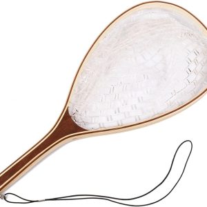 Fly Fishing Net, Trout Net, Wooden Frame Fly Fishing Landing Net with Soft Rubber Mesh for Catch and Release, Lightweight Fish Net for Trout Bass, Fly Fishing Gear for Stream Fishing