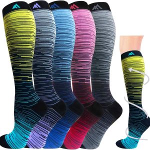 Hi Clasmix Graduated Compression Socks for Women&Men Wide Calf Comfort Best for Circulation,Pregnancy,Media,Nurse,Running,Travel