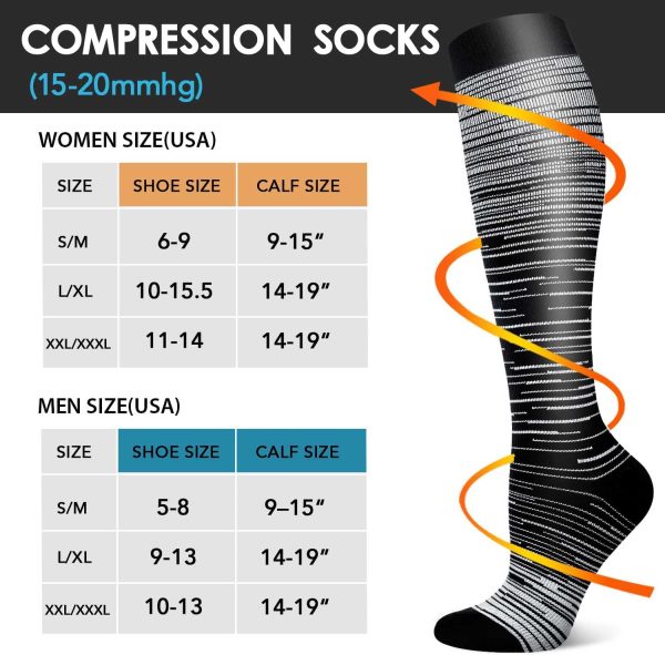 Hi Clasmix Graduated Compression Socks for Women&Men Wide Calf Comfort Best for Circulation,Pregnancy,Media,Nurse,Running,Travel - Image 6