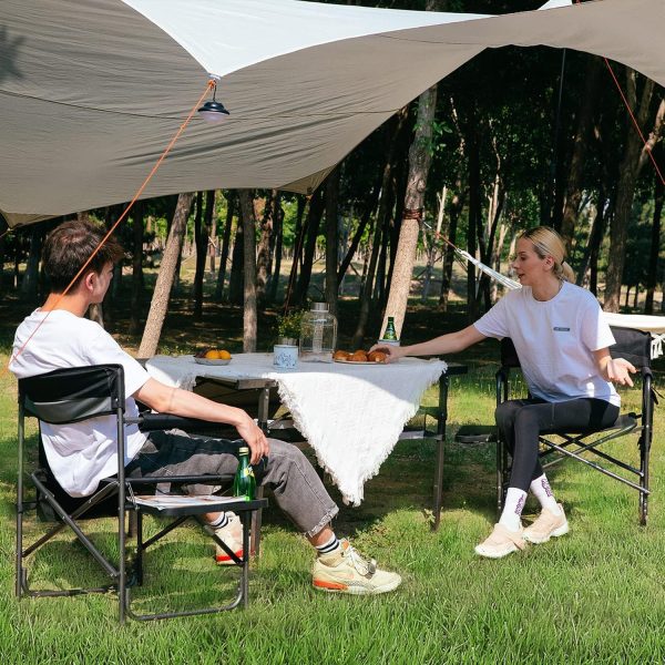 KingCamp 2-Pack Directors Camping Chair with Padded Folding Portable Seats, Black - Image 8