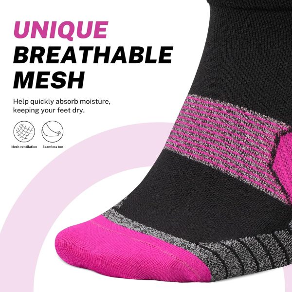 PAPLUS Compression Running Socks Women (6 Pairs), Ankle Athletic Socks Low Cut with Arch Support - Image 6
