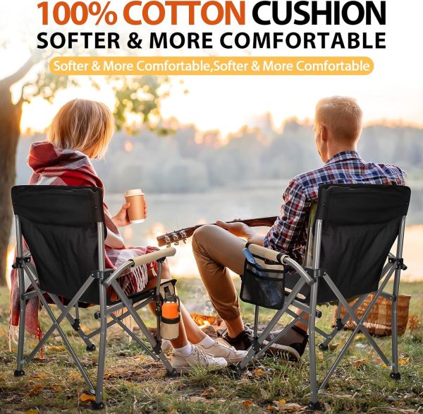 QUYUAN Heated Camping Chair with 20,000 mAh Battery, Fully Padded Heated Camp Chairs, Loog-Lasting for 500 Mins, Heavy Duty Folding Chairs Supports 500 lbs for Camping, Outdoor Sports, Picnics, Beach - Image 5