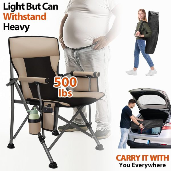 QUYUAN Heated Camping Chair with 20,000 mAh Battery, Fully Padded Heated Camp Chairs, Loog-Lasting for 500 Mins, Heavy Duty Folding Chairs Supports 500 lbs for Camping, Outdoor Sports, Picnics, Beach - Image 7