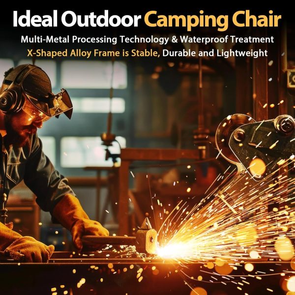 QUYUAN Heated Camping Chair with 20,000 mAh Battery, Fully Padded Heated Camp Chairs, Loog-Lasting for 500 Mins, Heavy Duty Folding Chairs Supports 500 lbs for Camping, Outdoor Sports, Picnics, Beach - Image 9