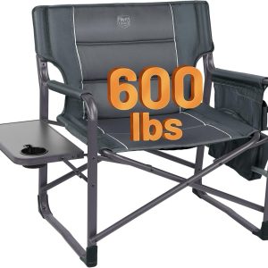 TIMBER RIDGE XXL Upgraded Oversized Directors Chairs with Foldable Side Table, Detachable Side Pocket, Heavy Duty Folding Camping Chair up to 600 Lbs Weight Capacity (Gray) Ideal Gift