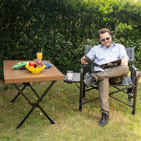 TIMBER RIDGE XXL Upgraded Oversized Directors Chairs with Foldable Side Table, Detachable Side Pocket, Heavy Duty Folding Camping Chair up to 600 Lbs Weight Capacity (Gray) Ideal Gift - Image 7