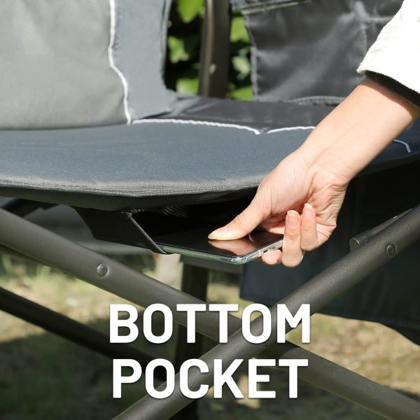 TIMBER RIDGE XXL Upgraded Oversized Directors Chairs with Foldable Side Table, Detachable Side Pocket, Heavy Duty Folding Camping Chair up to 600 Lbs Weight Capacity (Gray) Ideal Gift - Image 8