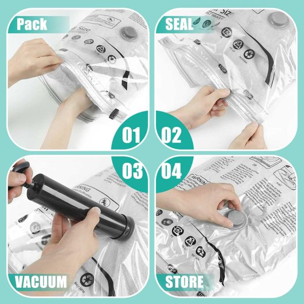 Vacuum Seal Bags for Clothing - Jumbo Vacuum Storage Bags with Hand Pump, Space Saver Organisers for Travel Luggage Clothes Blankets Comforters (10 Jumbo) - Image 4
