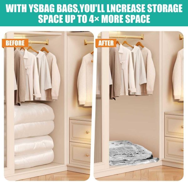 Vacuum Seal Bags for Clothing - Jumbo Vacuum Storage Bags with Hand Pump, Space Saver Organisers for Travel Luggage Clothes Blankets Comforters (10 Jumbo) - Image 6